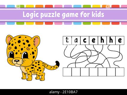 Logik Puzzle Spiel. Lernen Worte für Kinder. Finden Sie die versteckten Namen. Bildung Entwicklung Arbeitsblatt. Aktivität Seite für Studium Englisch. Spiel für Kinder. Stock Vektor