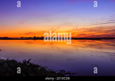 Sonnenuntergang auf der Ria Formosa Stockfoto