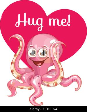 Cartoon Oktopus bereit für eine Umarmung Stock Vektor