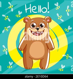 Vektor-Illustration von Cartoon Bär. Hallo. Stock Vektor