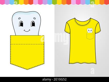 Niedlicher Charakter in der Hemdtasche. Niedlicher Charakter. Farbenfrohe Vektorgrafik. Cartoon-Stil. Isoliert auf weißem Hintergrund. Designelement. Vorlage für Stock Vektor