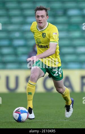 Norwich, Großbritannien. Januar 2021. Oliver Skipp von Norwich in Aktion während des Sky Bet Championship Spiels in Carrow Road, Norwich Bild von Paul Chesterton/Focus Images/Sipa USA 02/01/2021 Quelle: SIPA USA/Alamy Live News Stockfoto