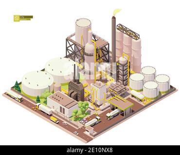 Vector isometrische Öl Raffinerie Anlage Stock Vektor