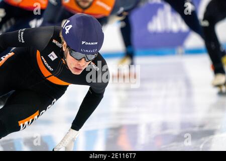 HEERENVEEN, NIEDERLANDE - 3. JANUAR: Jens van t Wout während der Niederländischen Nationalmeisterschaften Allround Shorttrack bei Thialf Icerink am 3. Januar 2 Stockfoto
