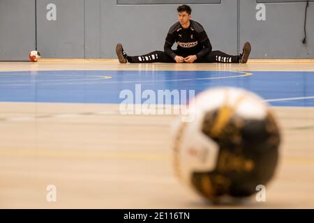 Broendby, Dänemark. Januar 2021. Die Spieler der dänischen Männer-Handballnationalmannschaft treffen sich vor der Weltmeisterschaft 2021 in Ägypten zum Training in Idreattens Hus. Hier ist Torhüter Niklas Landin während des Trainings zu sehen. Kredit: Gonzales Foto/Alamy Live Nachrichten Stockfoto