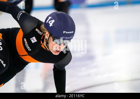 HEERENVEEN, NIEDERLANDE - 3. JANUAR: Jens van t Wout während der Niederländischen Nationalmeisterschaften Allround Shorttrack bei Thialf Icerink am 3. Januar 2 Stockfoto