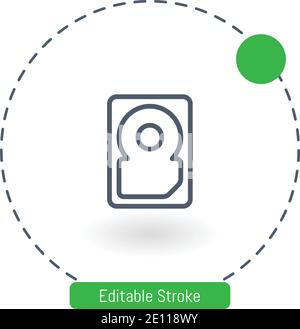 Festplatten-Vektor-Symbol editierbare Konturumrisssymbole für Web Und mobil Stock Vektor