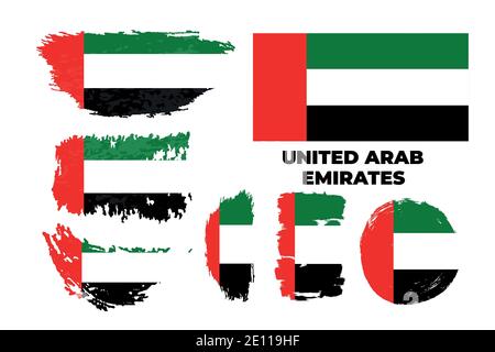 Flagge Der Vereinigten Arabischen Emirate. Pinsel bemalte Flagge der VAE. Stock Vektor