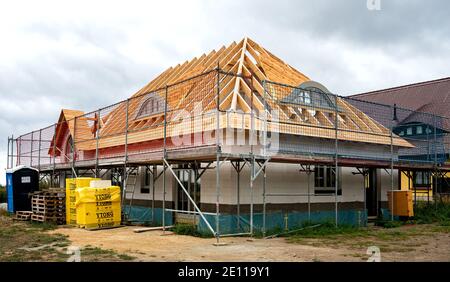 Neubau EINES Einfamilienhauses in Norddeutschland Stockfoto
