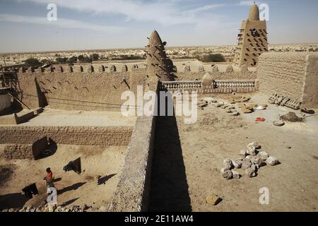 Afrika /Mali/Timbuktu/ Djingareyber Moschee in Timbuktu Djingarey Ber, die "große Moschee", ist das älteste Denkmal von Timbuktu und das wichtigste Wahrzeichen von Timbuktu. Stockfoto