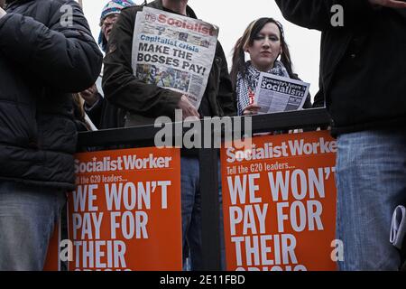 Anti-Kapitalismus protestieren Sie März 2009-London Stockfoto