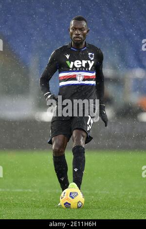 Rom, Italien. Januar 2021. ROM, ITALIEN - 3. Januar : Omar Colley von UC Sampdoria während des Serie A Fußballmatches zwischen AS Roma und UC Sampdoria im Stadio Olimpico am 3. Januar 2021 in Rom Italien/LM Credit: Claudio Pasquazi/LPS/ZUMA Wire/Alamy Live News Stockfoto