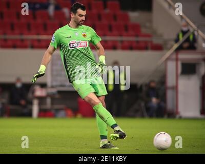 Piräus, Griechenland. Januar 2021. Panagiotis Tsintotas von AEK Athen während des Super League Greece Spiels im Karaiskakis Stadion, Piräus Bild von Yannis Halas/Focus Images/Sipa USA 03/01/2021 Quelle: SIPA USA/Alamy Live News Stockfoto