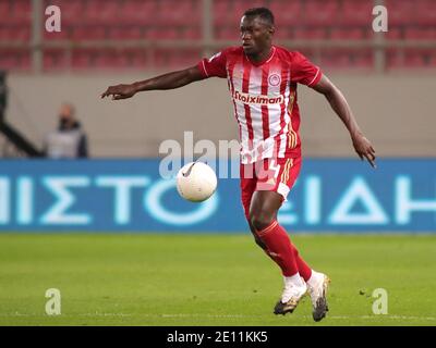 Piräus, Griechenland. Januar 2021. Mady Camara von Olympiacos F.C. während des Super League Greece Spiels im Karaiskakis Stadion, Piräus Bild von Yannis Halas/Focus Images/Sipa USA 03/01/2021 Credit: SIPA USA/Alamy Live News Stockfoto