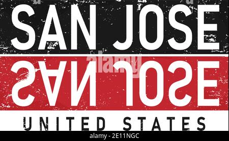 San Jose, USA Schriftzug im Originalstil. US-Städte typografische Schrift Schriftart für Drucke, Werbung, Identität. Handgezeichnete touristische Kunst in hohem Stock Vektor