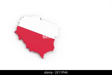 Karte von Polen mit polnischer Flagge 3D-Rendering Stockfoto