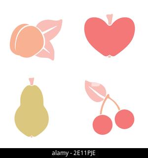 Einfache Obst Vektor flache Illustrationen Stock Vektor