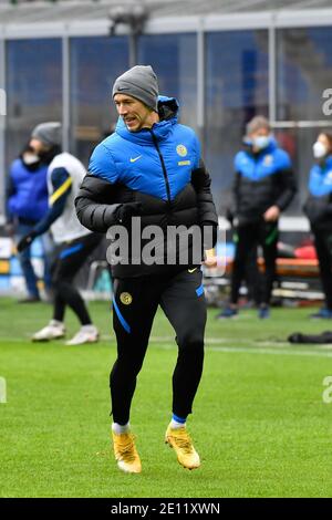 Mailand, Italien. Januar 2021. Ivan Perisic (14) vom FC Internazionale erwärmt sich vor dem TIM-Spiel Serie A zwischen FC Internazionale und FC Crotone im San Siro in Mailand. (Foto Kredit: Gonzales Foto/Alamy Live News Stockfoto