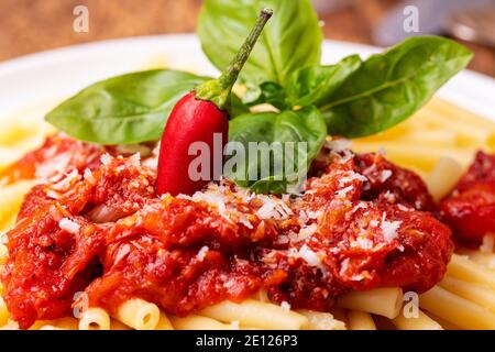 Rigatoni-Nudeln Stockfoto