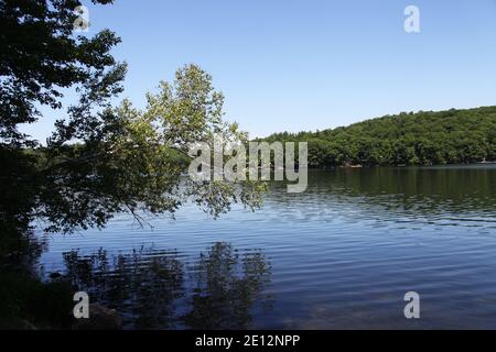 Ramapo Lake Blick in Ramapo Mountain State Forest im Norden New Jersey Stockfoto