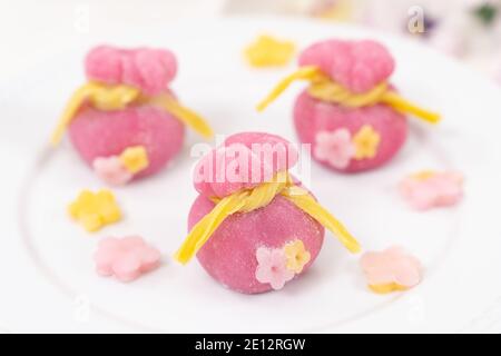 Fortune Tasche geformte Mochi Stockfoto