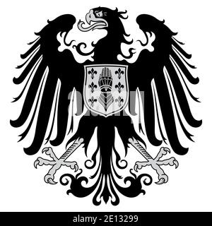 Mittelalterliches Wappentier-Design, Wappentier und Ritterschild Stock Vektor