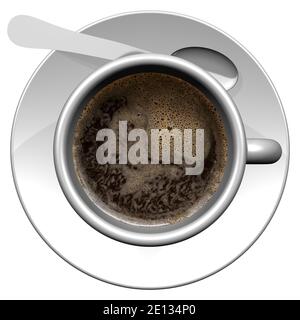 3D-Illustration. Kaffeetasse isoliert auf weißem Hintergrund. Stockfoto