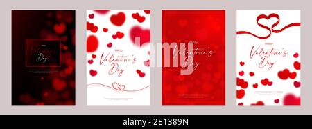 Happy Valentine's Day Karte Vorlage Design mit rotem Herz Symbol Konzept. Stock Vektor