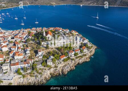 Primosten penisula Antenne Stockfoto