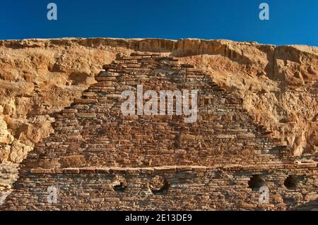 Wand mit Mauerwerk details, Chetro Ketl Ruinen, Chaco Culture National Historical Park, New Mexico, USA Stockfoto