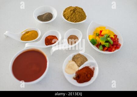 Verschiedene Sorten von Zutaten für die Zubereitung von Mittagessen Stockfoto