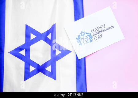 Komposition für Israel Independence Day auf farbigem Hintergrund Stockfoto