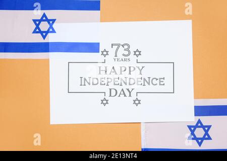 Komposition für Israel Independence Day auf farbigem Hintergrund Stockfoto