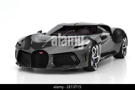 Bugatti La Voiture Noire auf weißem Hintergrund Stockfoto