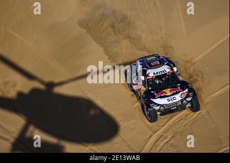 #300 Sainz Carlos (esp), Cruz Lucas (esp), Mini, X-RAID Mini JCW Team, Auto, Aktion während der 2. Etappe der Dakar 2021 betw / LM Stockfoto