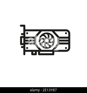 Computer-Videokarte Vektor-Symbol. Gefüllte flache Zeichen für mobile Konzept und Web-Design. Computerteile einfaches solides Symbol. Symbol, Logo-Illustration. Pixe Stock Vektor