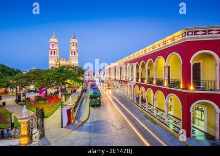 Campeche, Mexiko. Independence Plaza in der Altstadt von San Francisco de Campeche. Stockfoto