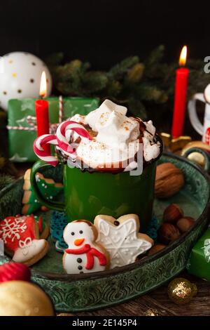 Heiße Schokolade Und Weihnachten Stockfoto