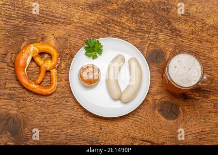 Weiße Bayerische Wurst Stockfoto