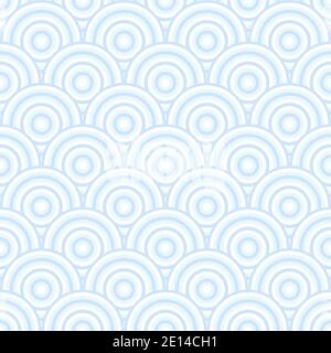 Blau Art Deco Pastell Fisch Skala Hintergrund, Wasser wie Muster. Hellblau und weiß. Stock Vektor