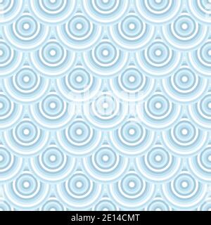 Muster wie Fischschuppen - Vektor abstrakt nahtlose Textur Hintergrund. Pastellblaues Wasser im Art déco-Stil. Stock Vektor