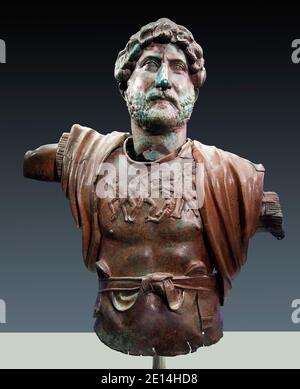 Bronzeskulptur des römischen Kaisers Hadrian im Israel Museum, Jerusalem Stockfoto