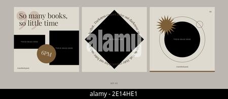 Vorlagen Für Ästhetische Social Media-Beiträge. Platzieren Sie Ihr Foto Unter Dem Hintergrund. Vektorgrafik Stock Vektor
