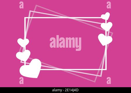 Grußkarte, weißer Rahmen und Herzen Happy Valentines Day, Muttertag, leerer Rahmen für Glückwünsche Vektor-Design Stock Vektor