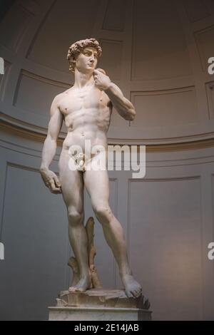 Florenz, Italien - Oktober 18 2015: Michelangelos meisterhafte David-Statue in der Accademia in Florenz, Italien. Stockfoto