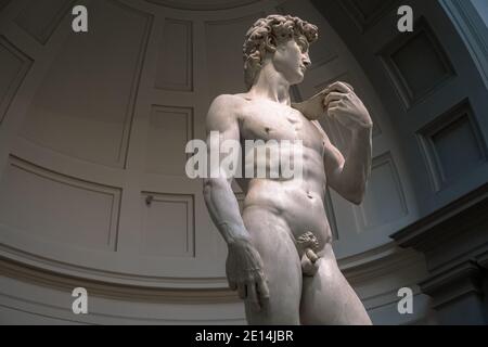 Florenz, Italien - Oktober 18 2015: Michelangelos meisterhafte David-Statue in der Accademia in Florenz, Italien. Stockfoto