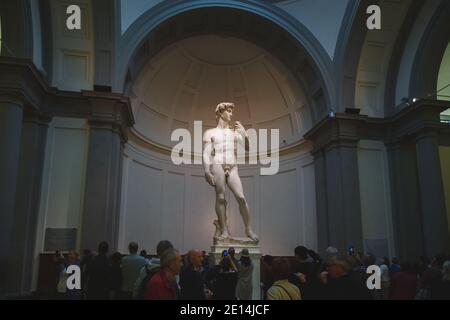 Florenz, Italien - Oktober 18 2015: Michelangelos meisterhafte David-Statue in der Accademia in Florenz, Italien. Stockfoto