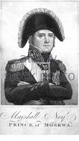 Marschall Ney Porträt, 1769 – 1815, Prinz von Moskva, französischer Militärkommandant, Vintage Illustration von 1816 Stockfoto