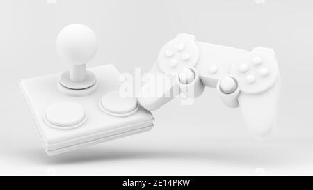 Moderne und Retro-Videospiel-Controller 3d-Rendering Stockfoto