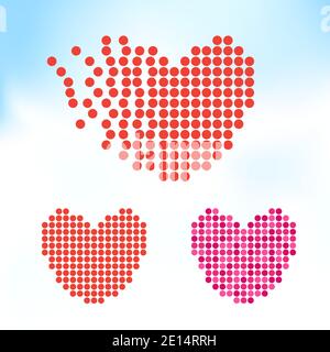 Valentine Pixel Herz auf Himmel Hintergrund Stock Vektor